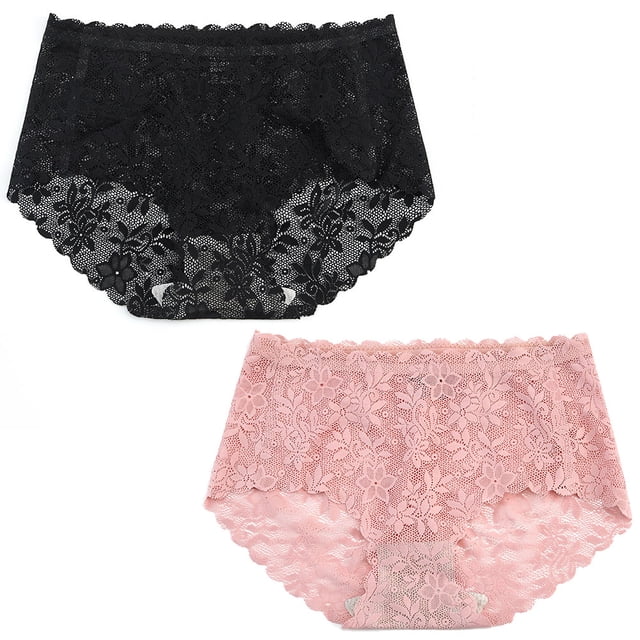 2 piezas de ropa interior Sexy para mujer, bragas de encaje, bragas de cintura alta para mujer