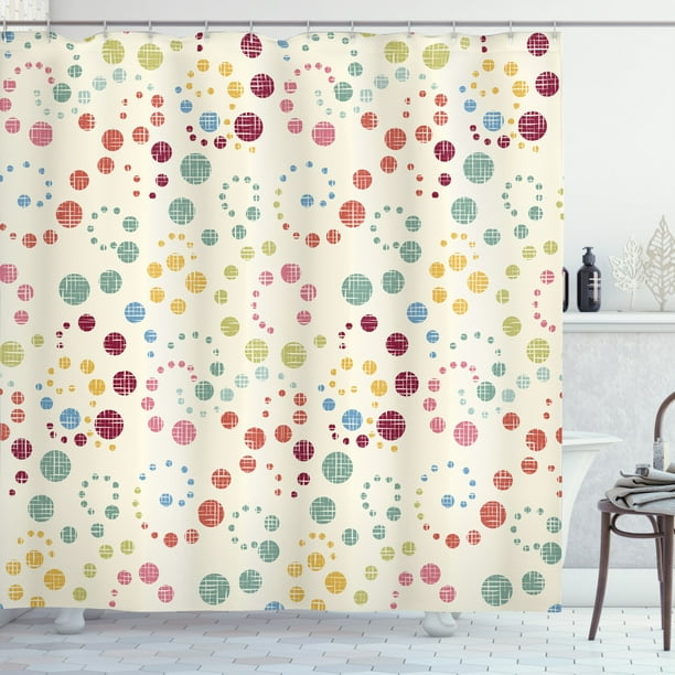 Modern Art Shower Curtain Grunge Polka Dots Spots 