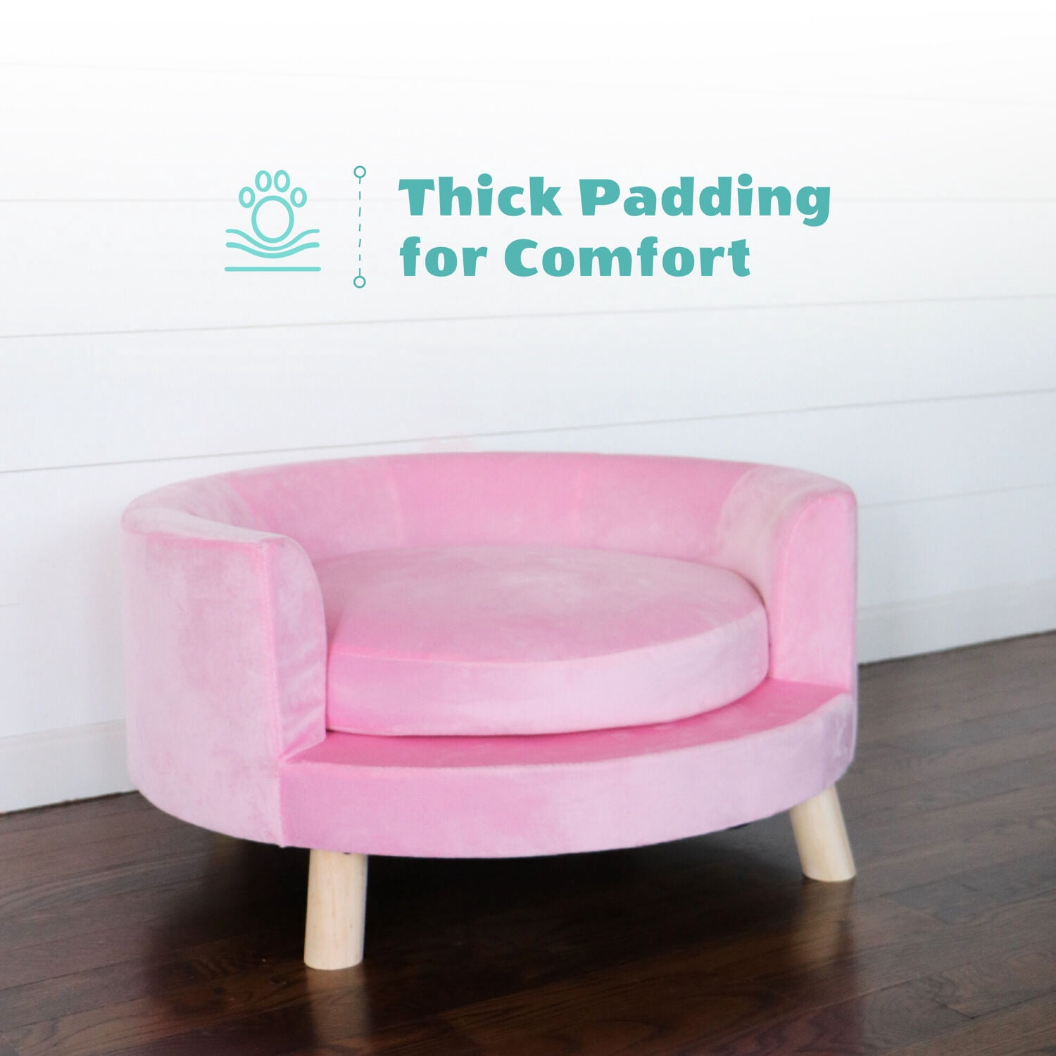 Critter Sitters 28-In. Elegant Pink Faux-Velvet Circular Pet Bed for Small to Medium-Sized Dogs and Cats