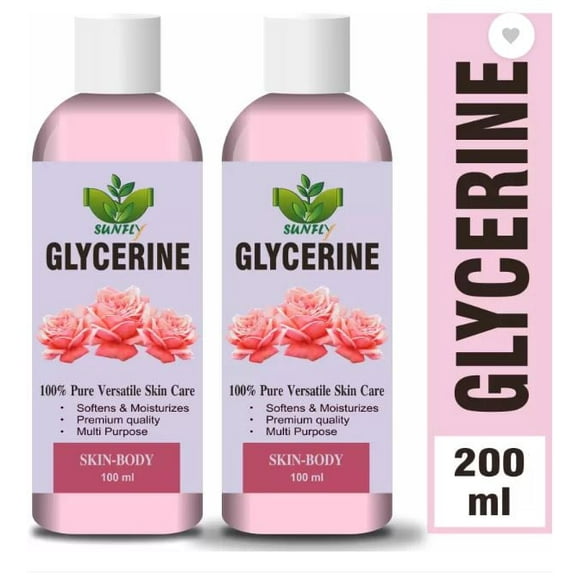 Sunfly Glycérine 100 % Pure et Naturelle pour Beauté et Soins de la Peau - (100 ml Chacun) Nettoyant pour le Visage