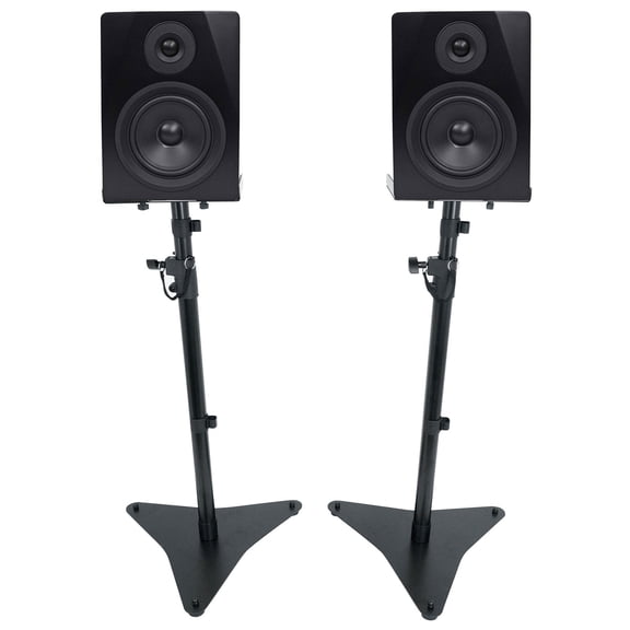 Rockville APM5B Bundle: 5.25" 250-Watt Powered USB Studio Monitors Pair, RVSM5 Pair Studio Monitor Bookshelf Speaker Stands, 2-items