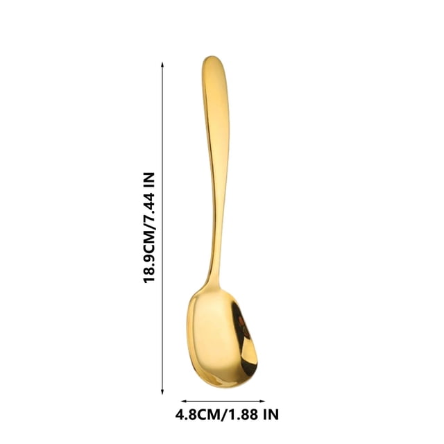 Stainless Steel Flat Bottom Spoon 10 in Long Handle Dining Scoop for Home Kitchen Stirring and Serving