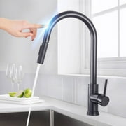 Zovajonia Automatic Touch Sensor Swivel Kitchen Faucet with Pull down Sprayer Matte Black