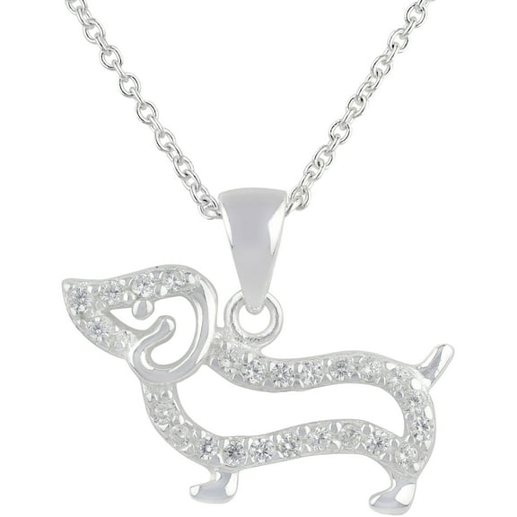 Brilliance Fine Jewelry Simulated Diamond Sterling Silver Dog Pendant