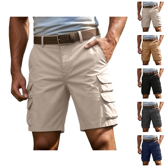 Cargo Shorts for Men Summer Casual Breathable Straight Leg Loose Fit Bermuda Work Shorts with Pockets