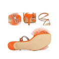 thumbnail image 2 of BLISSFUL STEP Rhines Bow Lace Up Rhiness Strap Kitten Heel Sandals for Women Orange 9, 2 of 6