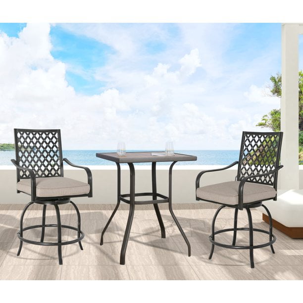 Ulax Furniture 3 Pieces Outdoor Bar Bistro Set Patio Furniture Bistro
