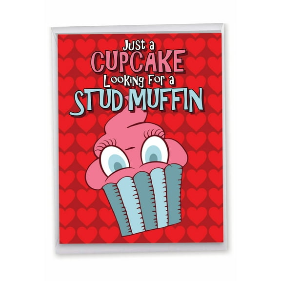 1 Jumbo Funny Valentine's Day Greeting Card (8.5 x 11 Inch) - Stud Muffin Valentines Day Card J1668VDG