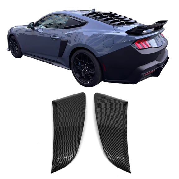 Ikon Motorsports Side Fender Vent Door Garnish Compatible With 2024-2026 Ford Mustang 7th Gen S650 IKON Style ABS Plastic Carbon Fiber Print Side Fender Vent Trim 2PCS