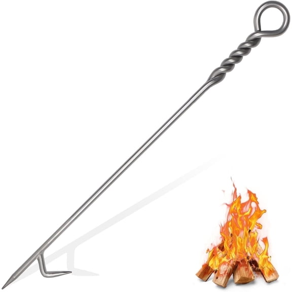 CKLT 40'' Fire Poker for Fire Pit Outdoor 316 Stainless Steels Fireplace Poker for Fire Pit Bonfire