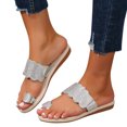thumbnail image 6 of BLTIBY 2025 Summer Sandals for Women Orthopedic Sandals Rhinestone Flat Sandals Comfortable Ring Toe Slippers Beach Shoes Silver 38, 6 of 9
