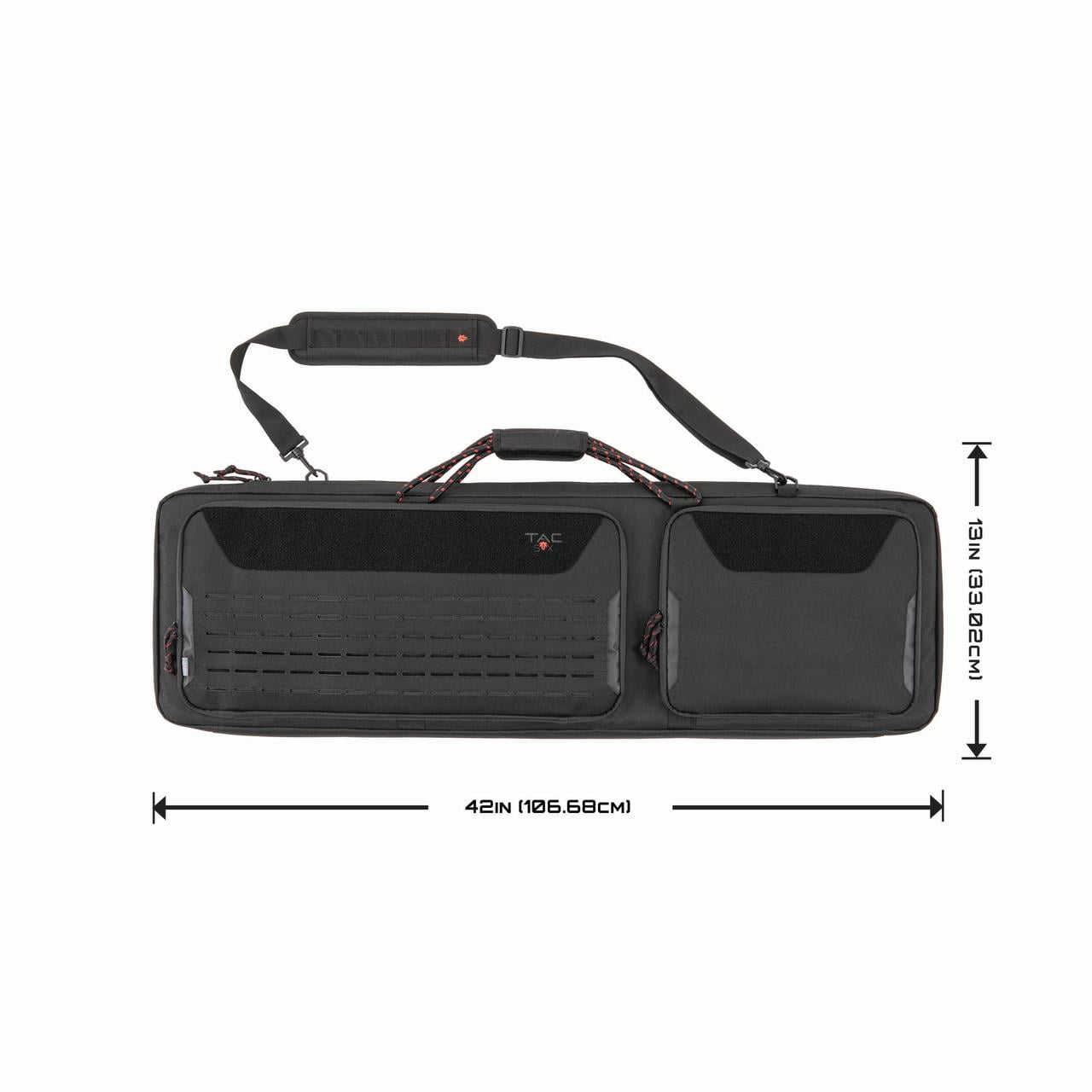 Tac-Six™ 42" Lockable Squad Gun Case, Laser Cut Molle Front, Black