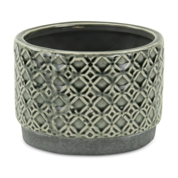 Cheungs 5781GR-S 6.75 x 6.75 x 5 in. Zajedani Wide Lattice Pot, Gray