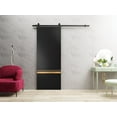 thumbnail image 3 of Sturdy Barn Door 32 x 80 inches | Planum 2010 Matte Black with Frosted Glass | 6.6FT Rail Hangers Heavy Hardware Set | Solid Panel Interior Doors, 3 of 6