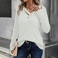 thumbnail image 2 of Dagugfen Womens Long Sleeve Tops Ribbed V Neck T Shirts Button Trendy Comfy Casual Basic Knit Work Tops, 2 of 6