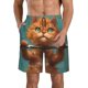 thumbnail image 1 of Fotbe Strong Kitten Lifting Weights Trajes de Baño Estampados para Hombre, Shorts de Verano de Secado Rápido, Ropa de Playa, Bañadores-Large, 1 of 6