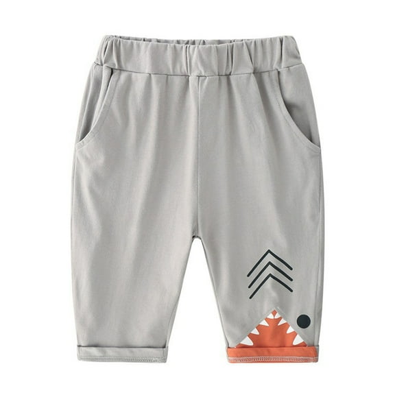 WOLLED Kids Boys Sharks Short with Pockets Fit Elastic Waist Shorts with Cute Sharks Pattern Kids Short,Sized 1-8T