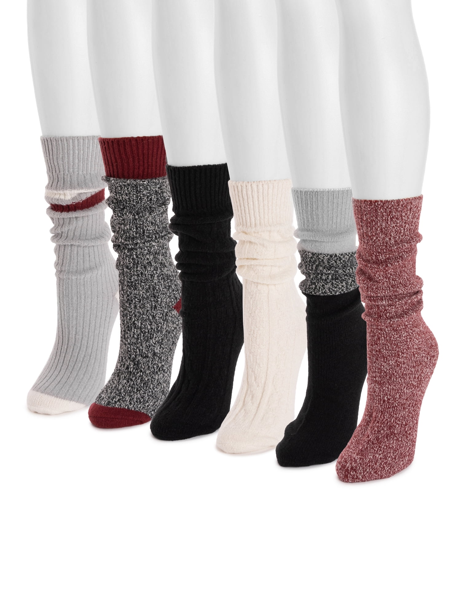 Muk Luks Women's Mid-Calf Tall Boot Socks, 6-Pack