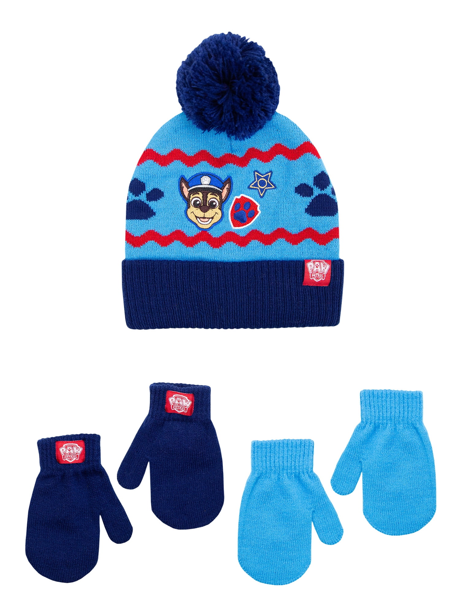 Paw Patrol Toddler Boy Beanie Hat and Mitten Set, 3Piece