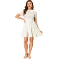thumbnail image 1 of INSPIRE CHIC Robe Florale Col Peter Pan Ajustée et Évasée pour Femmes, 1 of 6