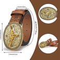 thumbnail image 6 of Unisex Western Punk Single‑Row Belt, Retro Floral Embossed Faux Leather Strap, Adjustable Size, Cowboy‑Inspired Casual Jeans Wear, Western Belt Buckle Brown 105, 6 of 6
