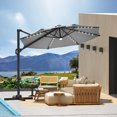 thumbnail image 6 of Senfot 10FT Offset Cantilever Patio Umbrella Solar LED Lights 360° Rotation Tilt Waterproof Cross Base for Backyard Pool Deck Garden, 6 of 9