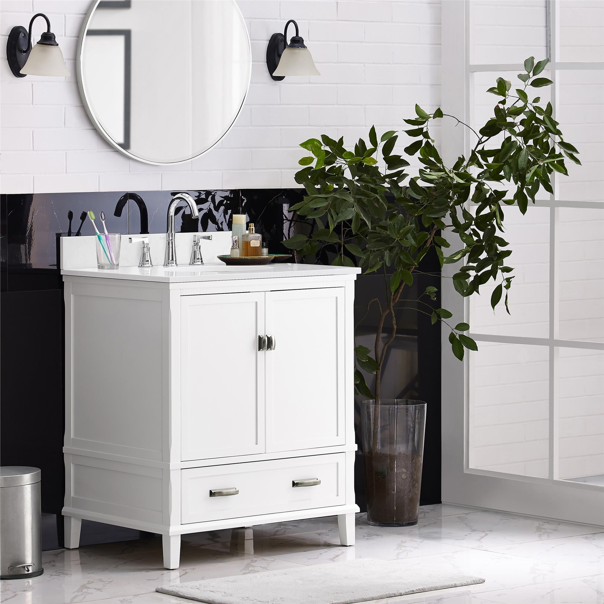 Dorel Living Otum 30 Inch Bathroom, 30 Inch White Vanity