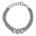 thumbnail image 5 of Stainless Steel Bracelet Fancy Women's mm 6.5 in Polished Oval Multi Chain 6.5in w/1in ext., 5 of 6