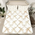 thumbnail image 5 of Manfei Brown Bowknot Twin Sheet Sets, Cartoon Ribbon Flower Bed Sheets Twin, Modern Fashion Bedding Sets Twin Size, Lightweight Bedroom Decorative, 3pcs, 5 of 7