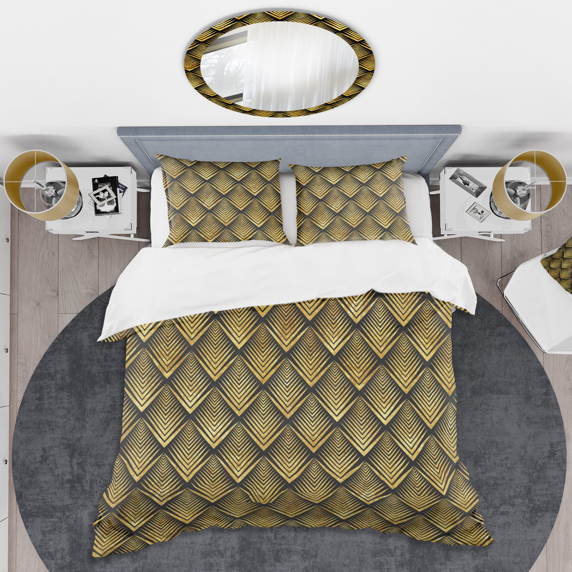 Designart 'Art Deco Seal pattern' Mid-Century Modern Duvet Cover Set