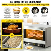 VEVOR Commercial Convection Oven, 21L/19Qt, 1440W 3-Tier Toaster with Front Glass Door,Electric Baking Oven with Trays Wire Racks Clip Gloves