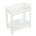thumbnail image 4 of Bathroom Tower Shelf Plastic Freestanding Storage Rack Organizer Multifunctional Shelving Unit for Living Room Bedroom Kitchen White 2 Layers, 4 of 5