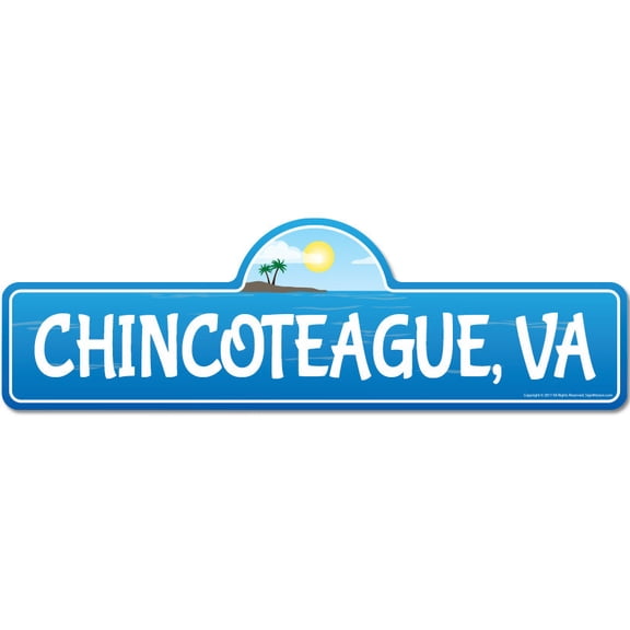 Chincoteague VA Virginia Beach Street Sign | Indoor/Outdoor | Surfer Ocean Lover Décor For Beach House Garages Living Rooms Bedroom | Signmission Personalized Gift