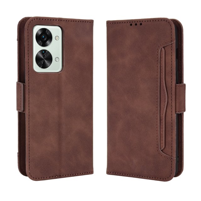 Case for OnePlus Nord 2T 5G Cover Adjustable Detachable Card Holder Magnetic closure Leather Wallet Case - Brown