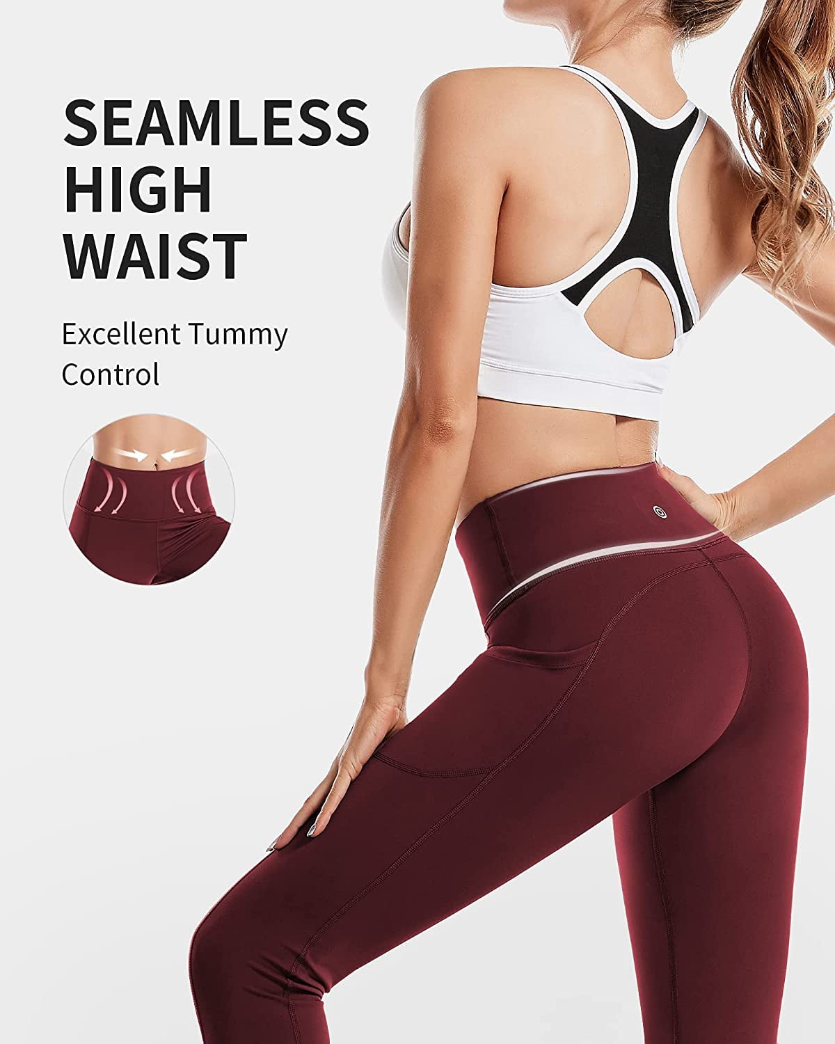CAMBIVO YOGA PANTS for Women, Gym Leggings Workout Leggings with Pockets  £9.99 - PicClick UK