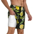 thumbnail image 3 of Gaeub Lemon Fruits Flowers Leaves Mens Swim Trunks Stretch Beach Shorts Quick Dry for Men Swim Shorts Swimwear with Pockets- 3X-Large, 3 of 9
