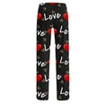 thumbnail image 3 of BLTIBY Women Valentine's Day Pajama Pant Fall Spring Love Printed Comfy Lounge Wide Leg Casual Stretch Palazzo Pj Bottoms Pants with Pockets Black L, 3 of 4