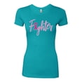 thumbnail image 2 of Wild Bobby, Fighter Breast Cancer Survivor, Breast Cancer Awareness, Women Slim Fit Junior Tee, Tahiti Blue, XX-Large, 2 of 4