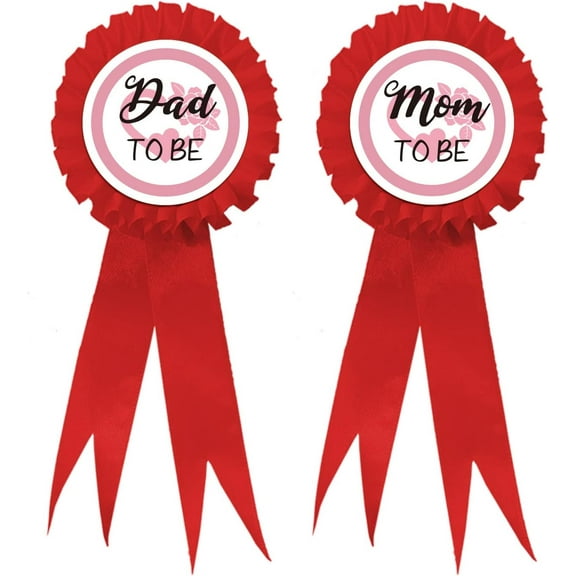 2Pcs Mom To Be & Dad To Be Badge Pins Heart Pattern Gender Reveal people Shower Party Button Pins What Will people Be Ribbon Brooches Gifts