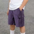 thumbnail image 2 of Umfun Boys' Elastic Waist Shorts Solid Color Quick-Dry Outdoor Shorts, 2 of 9