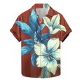 thumbnail image 2 of Njoeus Men Big & Tall Hawaiian Shirt Floral Print Short Sleeve Casual Button Down T-Shirt Mens Summer Tropical Hawaii Party Beach Shirts Mens Clothing 3X 4X 5X Clearance Brown, 2 of 5