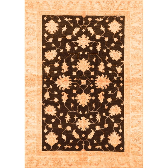 Ahgly Company Indoor Rectangle Oriental Orange Modern Area Rugs, 7' x 9'