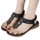 thumbnail image 1 of Sandalias Bohemio Rhinestone Cómodo Punta Redonda Pisos junto al mar (Negro 40)【1916-6】, 1 of 9