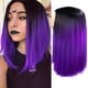 thumbnail image 1 of Peluca Bob de color negro a morado para mujer, pelo corto y liso, largo hasta el hombro, ombré, morado, 1 of 3