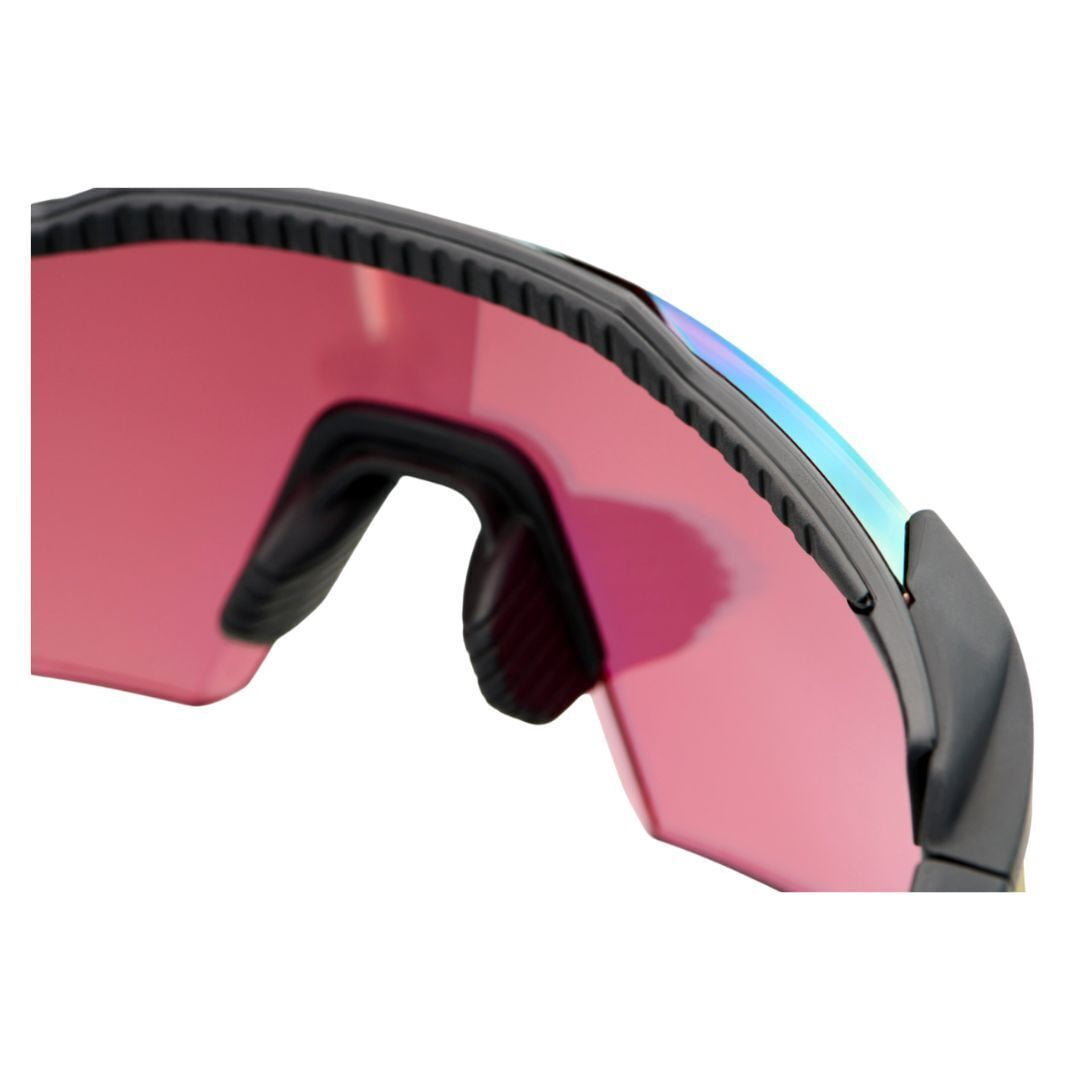 100% Aerocraft Sunglasses - Soft Tact Black; HiPER Red Multilayer Mirror
