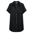 thumbnail image 2 of Pounoo Women's Cover Ups Button Front Short Sleeve Shirt Dresses Beach Vacation Style Lightweight Breathable Loose Fit Tops Gift, 2 of 7