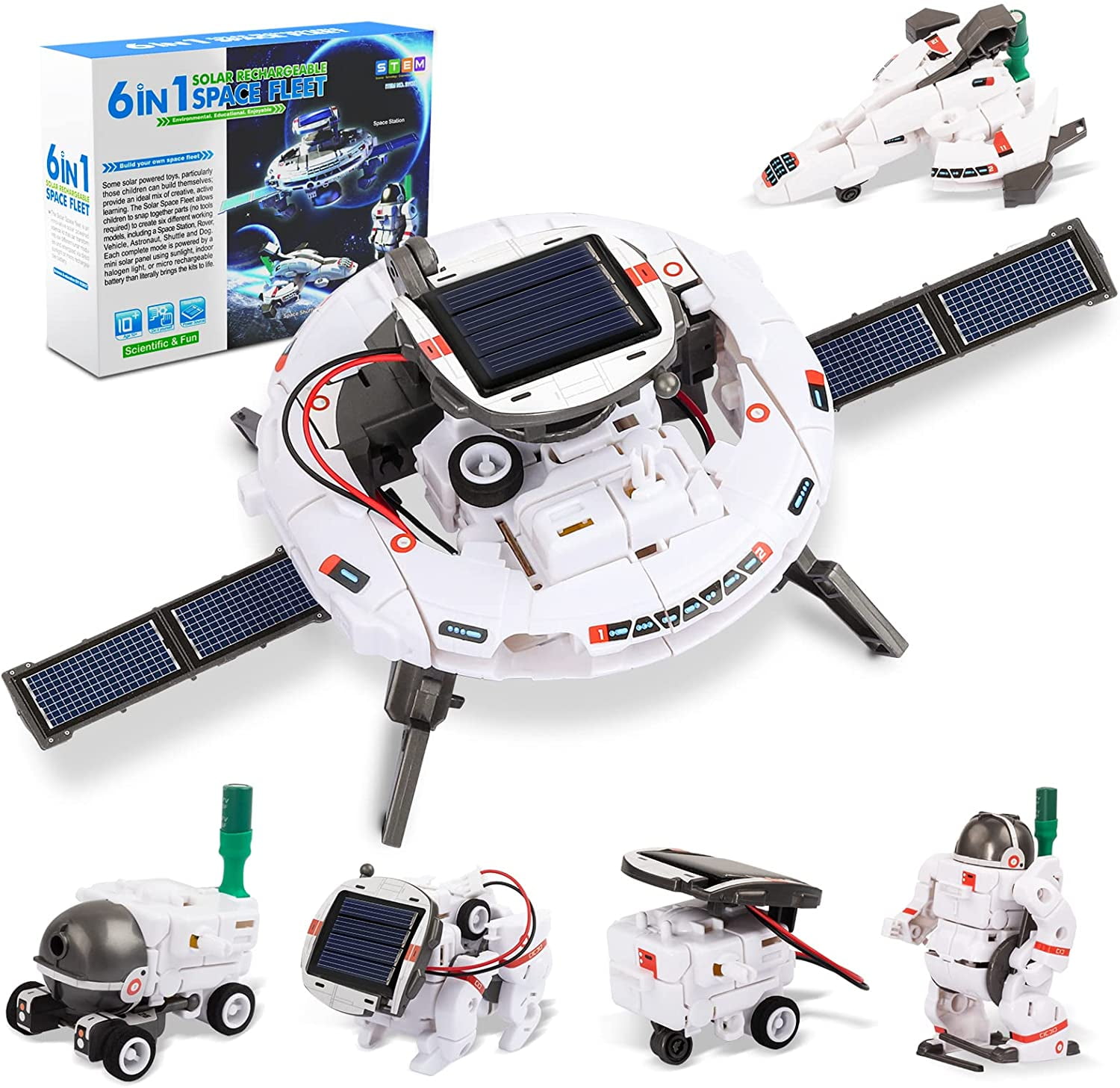 Space Shuttle 4 in 1 Space Explorer Building Toy,Solar Robot Kit w/ Moon Rover 
