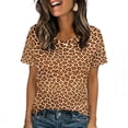 thumbnail image 5 of Ceisia Men's Classic Brown-Yellow Leopard Print Crew Neck T-Shirts, Stretchy Breathable Casual Short Sleeve Tops Gifts, 5 of 9