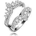 thumbnail image 2 of beryl_creation 1.10 Ct Round Cut White Diamond Wedding Engagement Guard Enhancer Wrap Ring 14K White Gold Plated 925 Sterling Silver For Women's -10, 2 of 3
