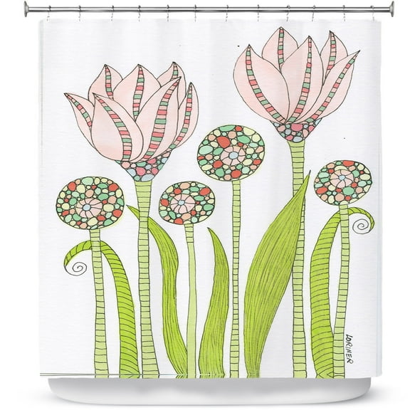 Shower Curtains 70" x 84" from DiaNoche Designs by Valerie Lorimer - Spring Pink Garden